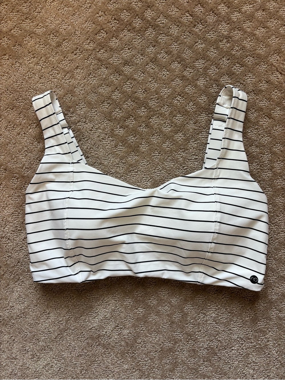 Calia White with Black Stripes Swim Top with Underwire size Large - Picture 8 of 8